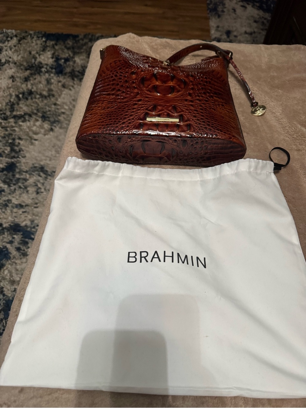 Brahmin Pecan Croc-Embossed Leather Crossbody Bag